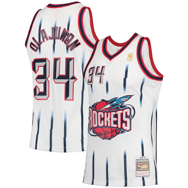 Men's Houston Rockets Active Player Custom White 1996-97 Mitchell & Ness Hardwood Classics Swingman Stitched Basketball Jersey